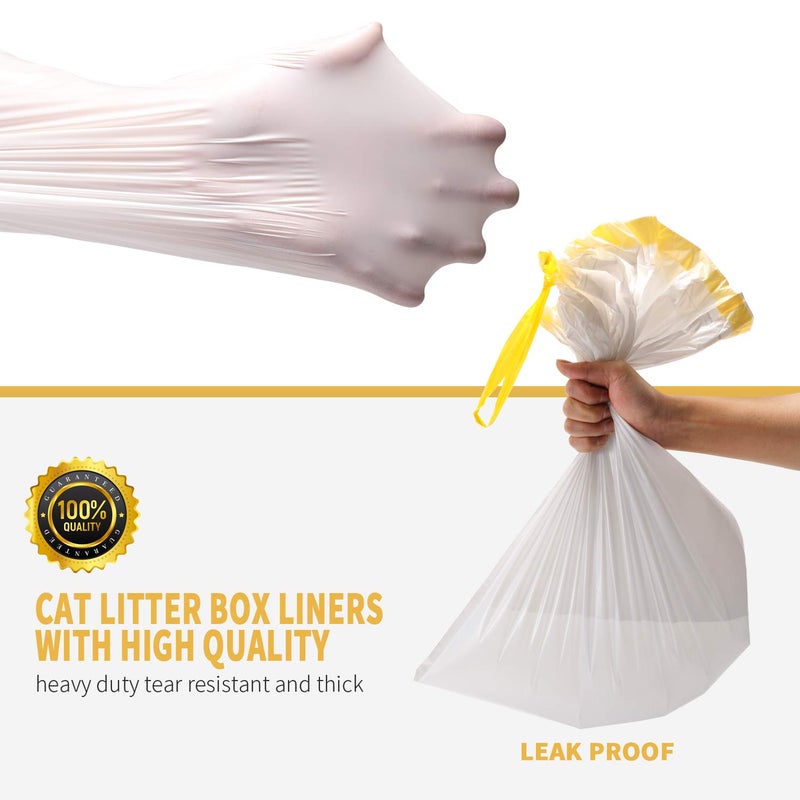 KONE Cat Litter Box Liners, 14 Count Jumbo Extra Durable Large Drawstring Kitty Litter Pan Bags Cat Waste Litter Bags Pet Supplies 36" x 18" - Image 2